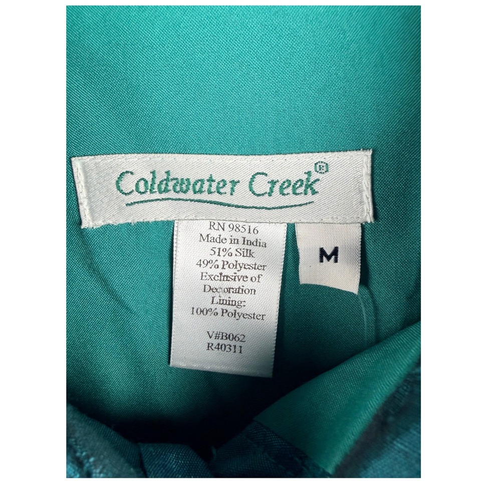 Coldwater Creek Teal Silk Blend Embroidered Beaded Jacket Womens M - Picture 3 of 5